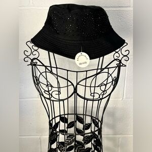 NEW Embellished Reversible Black Bucket Hat